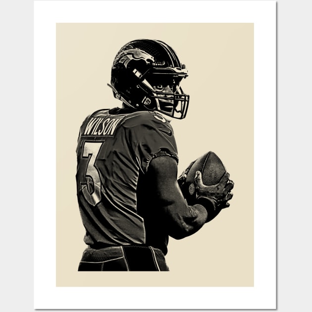 Russell Wilson || Vintage Pencil Drawing Wall Art by Zluenhurf